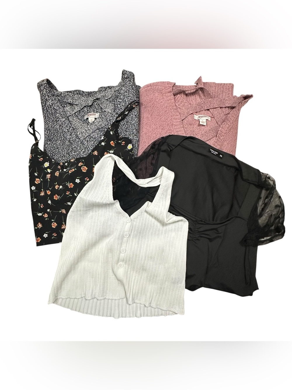 Bundle of 5 Mixed Women Tops - Black Floral, Pink, White & Black Styles XL-4L